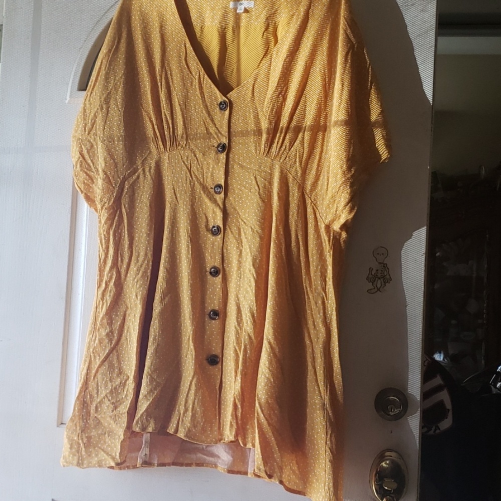 Mustard yellow polka dot dress